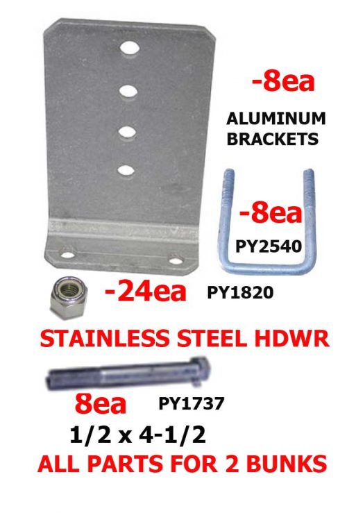 BUNK BRACKET KIT ALUMINUM W/SS HRDW BOAT TRAILER PARTS PLACE - TAMPA FLORIDA