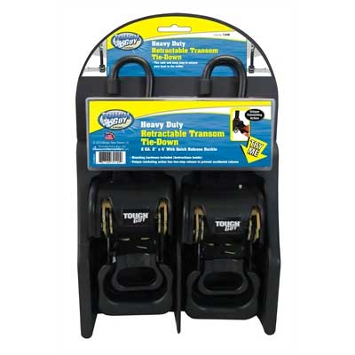 TRANSOM TIE DOWN BOAT TRAILER PARTS PLACE - TAMPA FLORIDA -Ihe safe and easy way to secure a boat to the trailer. * Unique ratcheting action has two-step release to prevent accidental release. * Mounting hardware included. * Made in USA.