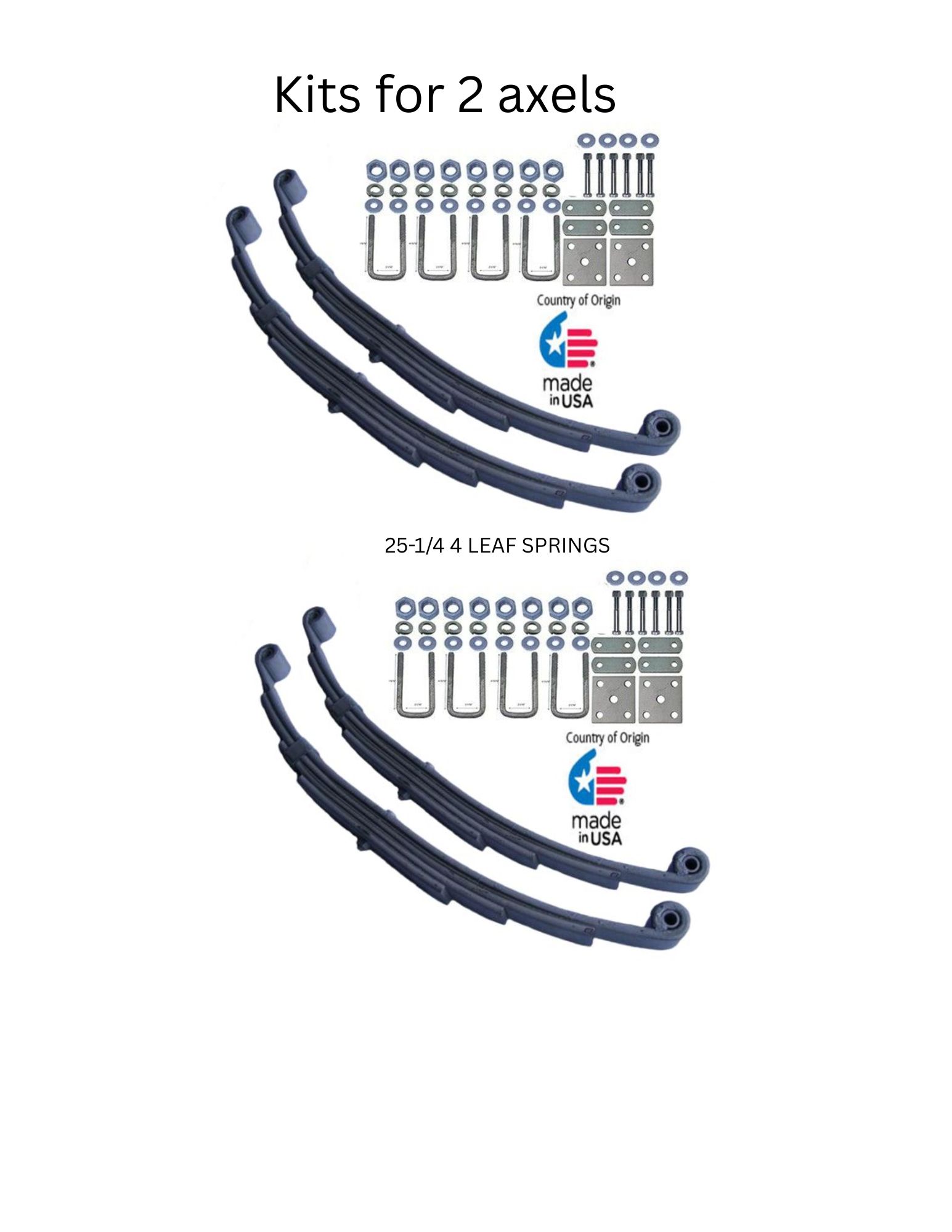 DOUBLE EYE SPRING KIT 4 LEAF SPRINGS 25-1/4'
